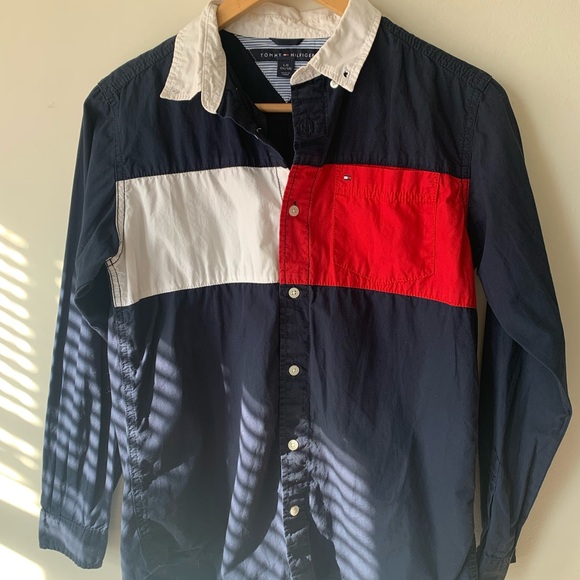 Tommy Hilfiger Boys Collared Long Sleeve Button Down Shirt Size L (16/18) - Picture 4 of 7